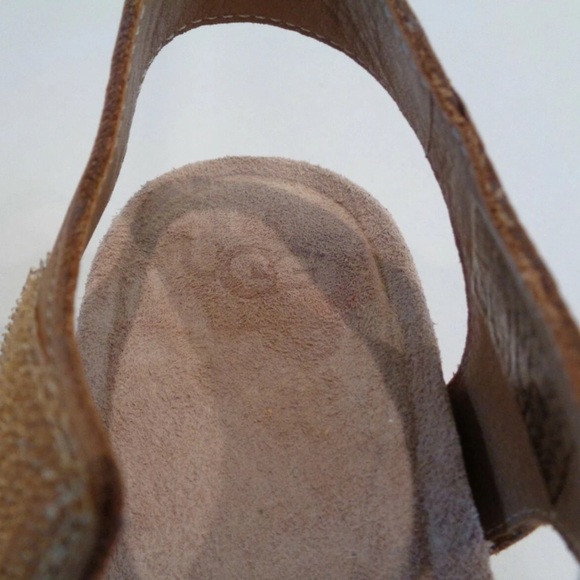 NWOB UGG Australia VEVA Chestnut Leather Wedge Heel Sandals Womens Shoes Size 8 - Picture 7 of 10